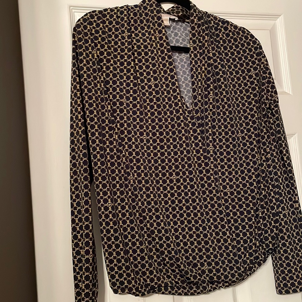 Large Michael K top. Dark blue and yellow/gold